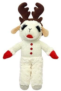 Lamb Chop with Reindeer Antlers Plush Dog Toy 13 Inch